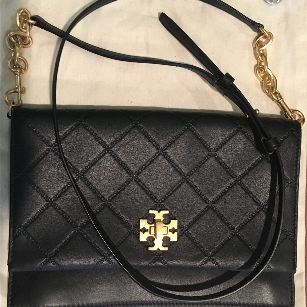 Tory Burch Georgia Black Quilted MEDIUM crossbody